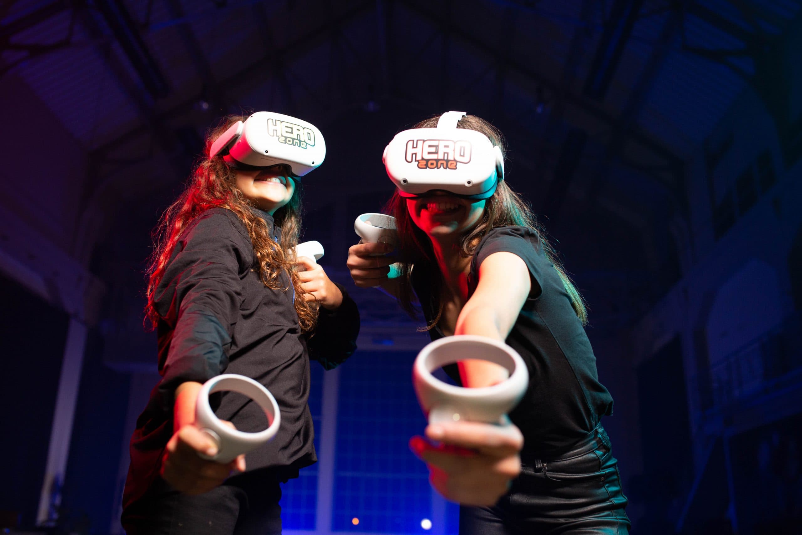 Group enjoying HeroZone free-roam VR party experience at Player Ready