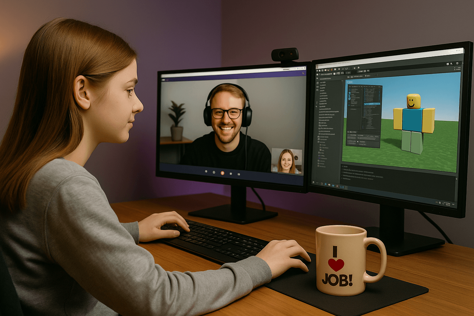 Young person learning Roblox game design at Player Ready