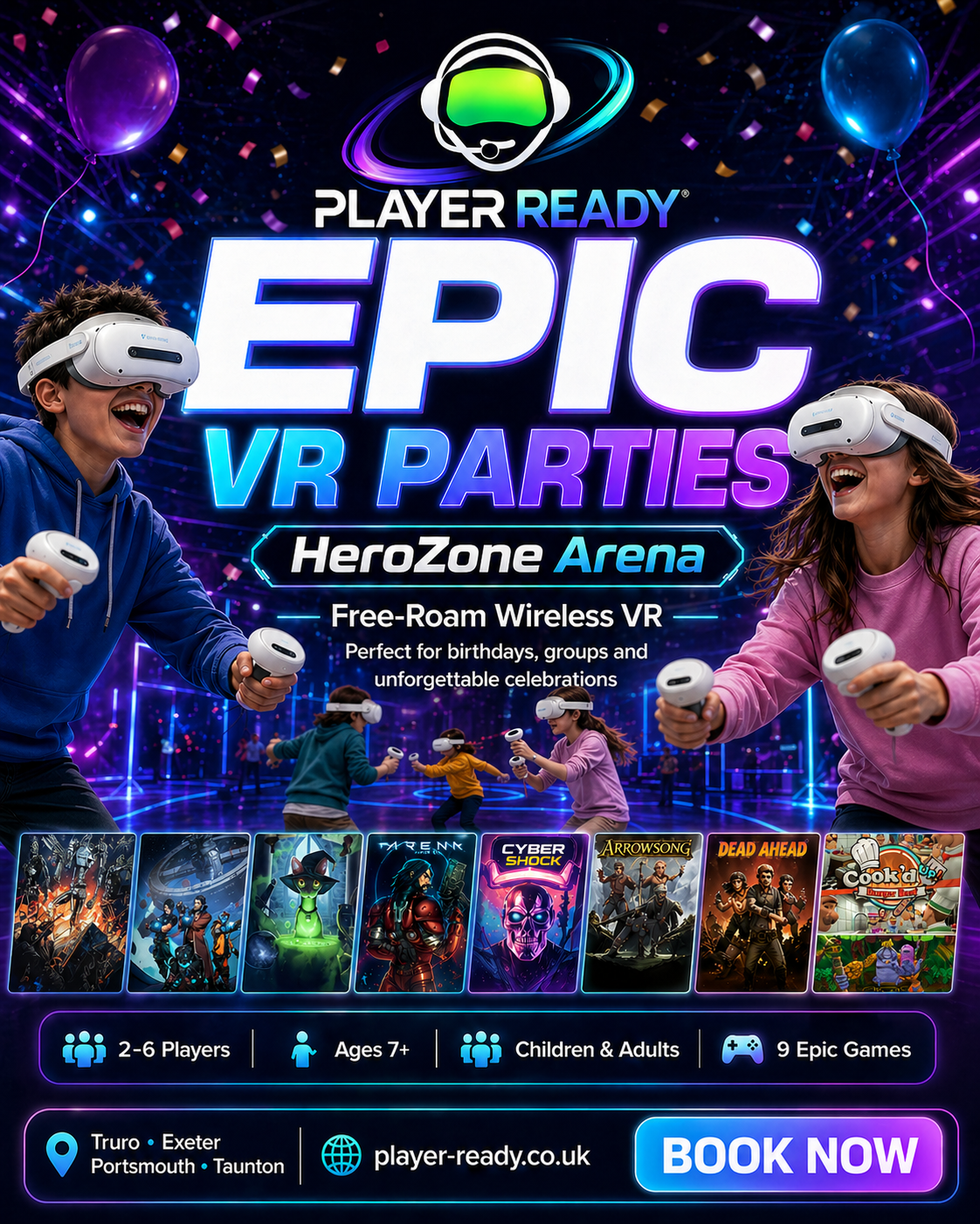 Party Package 3 — Full Experience Private Hire with 2x VR Racing Simulators (150 Minutes, Up to 12 Guests)
